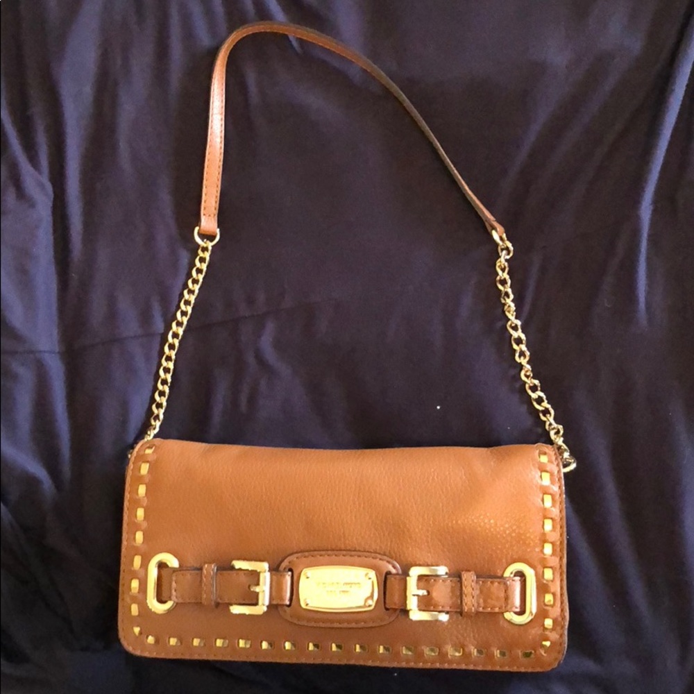 Michael Kors brown leather clutch